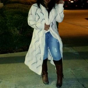 Oversized Longline Open Front Collard Cardigan